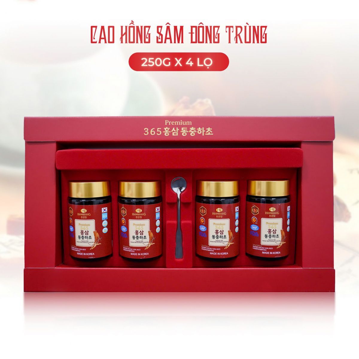 Cao Hồng Sâm Đông Trùng Hạ Thảo 4 lọ x 250g Hàn Quốc